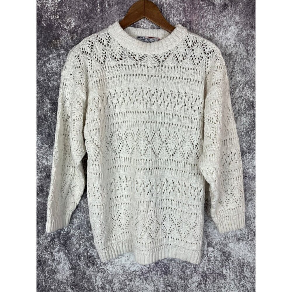American‎ Basics Sweater Women's Small Knit Vintage Acrylic Fair Isle Oversized